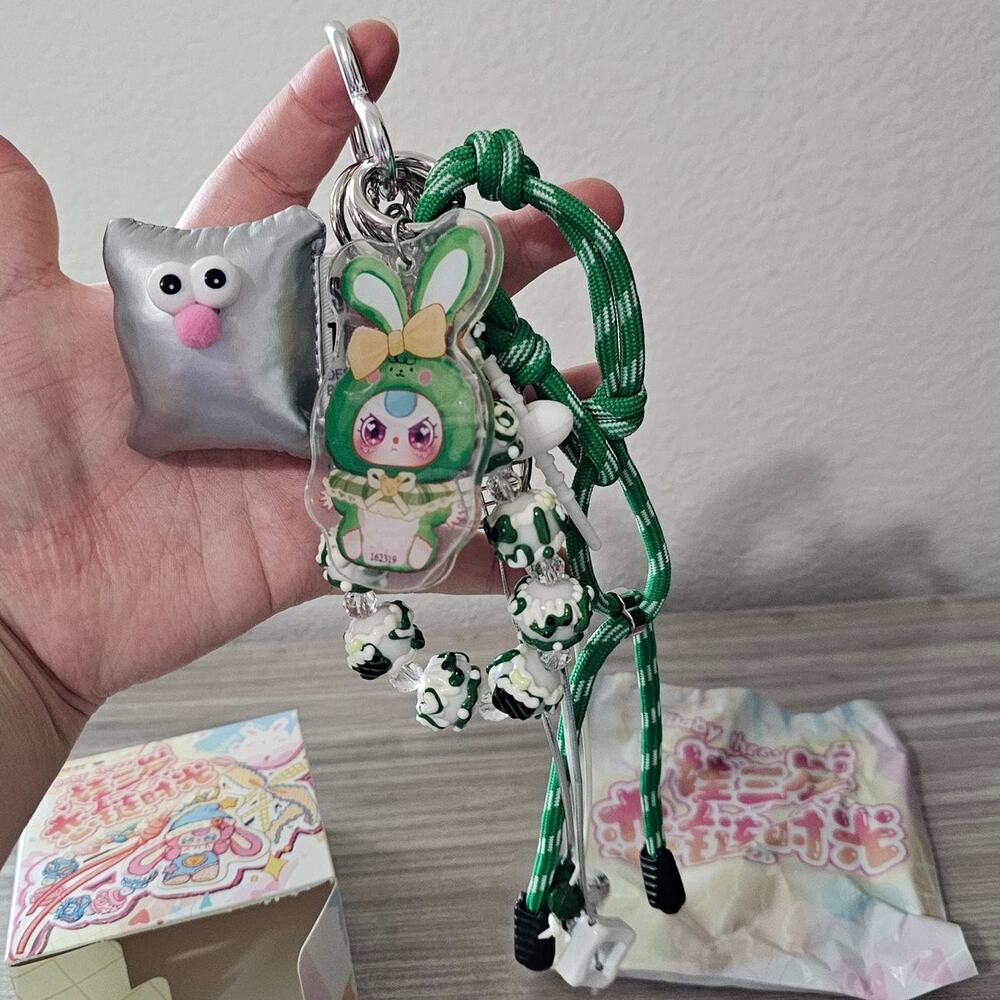 Baby Three Love Chain Time Key Chain Charms Accessories Green Silver CONFIRMED